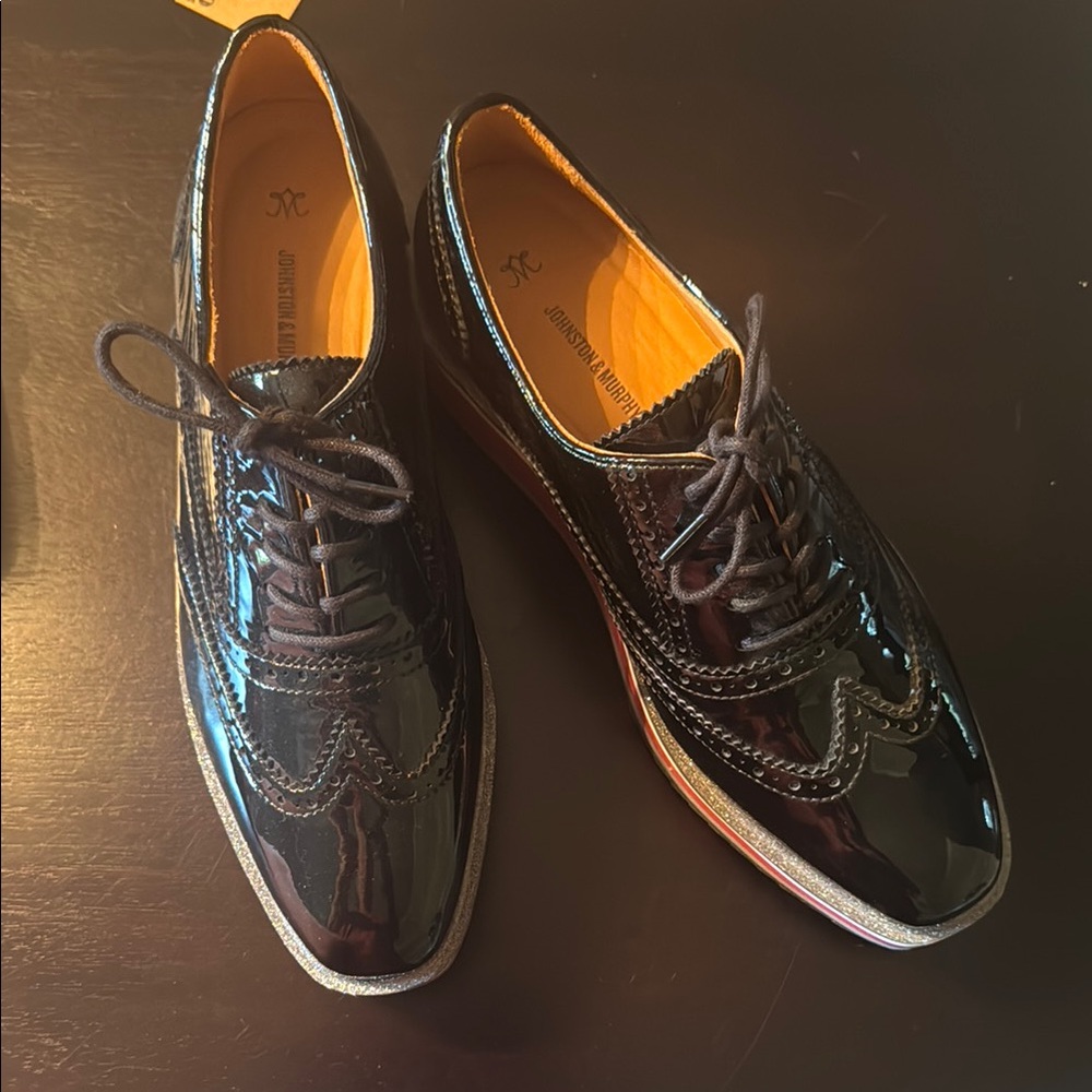 Johnston & Murphy Black Platform Shoes Modern Comfort - Never Worn!